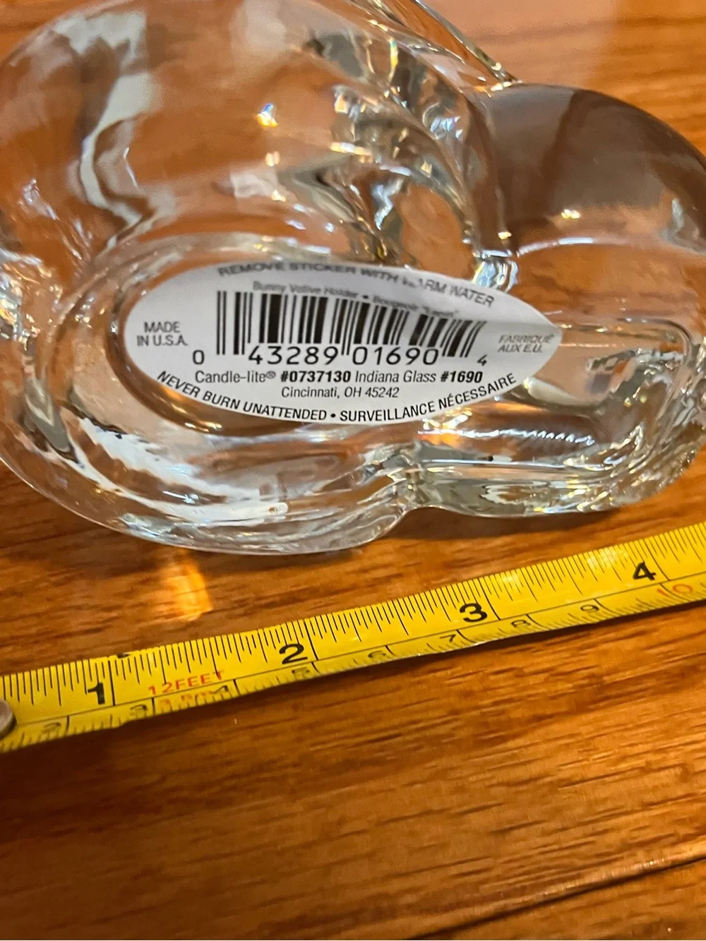 Vintage Rabbit Easter Bunny Clear Crystal Votive Tea Light Candle Holder